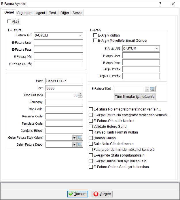 E-Fatura Entegrasyon Ayarlari.PNG