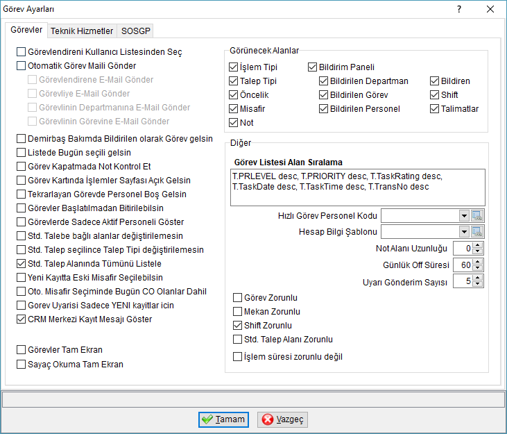 GorevAyarlariGorevler