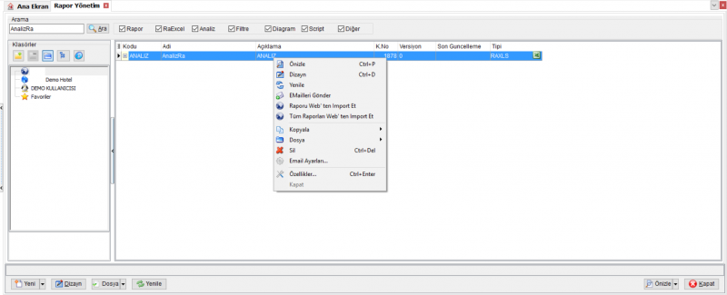 Dosya:Rapor Yonetim sag tik menu.PNG